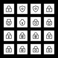Set of black and white icons of padlocks and lock vector
