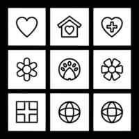A set of icons for a pet, home, heart, and other items vector