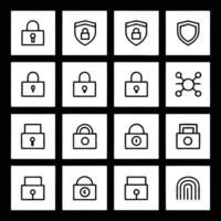 Set of black and white icons of lock, key, padlock, padlock, padlock vector