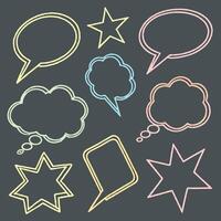 Set of speech bubbles and stars on a black background vector