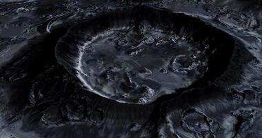 CGI Detailed view of a lunar surface crater under dark conditions video