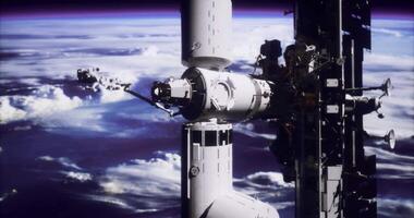 CGI Orbital view of International Space Station from a low Earth orbit perspective video