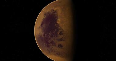 CGI Mars illuminated by sunlight showcasing surface features and atmosphere video