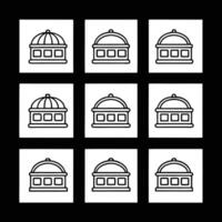 A set of nine black and white icons of domes vector