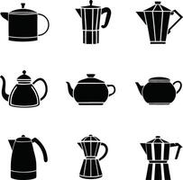 Tea pot icon set vector