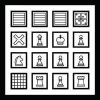 A set of black and white icons for chess vector