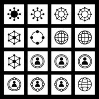 A set of icons that include people, buildings, and other symbols vector