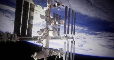 cgi rymdskepp banor jord med detaljerad se av strukturera och miljö video