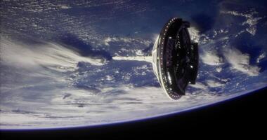 CGI Space station orbits Earth with stunning view of clouds and curvature video
