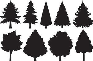 High-Quality Black Silhouette Tree Collection for Nature Design Projects vector