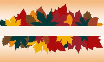 Decorative autumn stripe of leaves with space for inscription. horizontal illustration vector