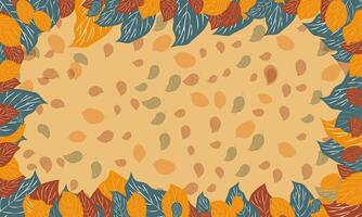 Autumn background with frame of leaves horizontal in bright colors vector
