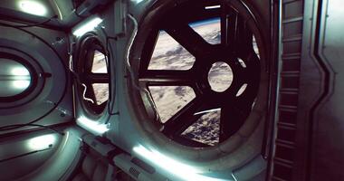 CGI Earths curvature seen from a space capsule window video