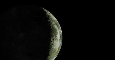CGI View of the crescent moon illuminated against a starry night sky video