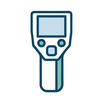 Digital Non Contact Infrared Thermometer Device Icon Illustration with Teal and White Color Scheme on White Background vector