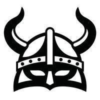 Viking Helmet with Horns Black and White Graphic Design Illustration Isolated on White Background vector