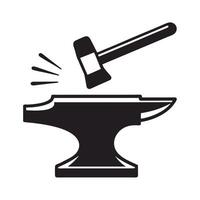 Black Silhouette Anvil Hammer Striking Metalwork Icon Isolated on White Background Simple Graphic Design Element vector