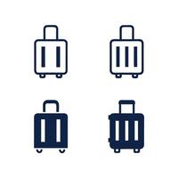 Four Simple Suitcase Icons Navy Blue and White Line Art Travel Baggage Symbols Isolated on White Background vector