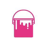 Pink Paint Bucket Icon with Dripping Paint Isolated on White Background Simple Minimalist Design Element vector