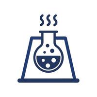 Dark Blue Erlenmeyer Flask with Boiling Liquid on a Simple Stand Isolated on White Background vector