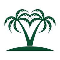 Dark Green stylized palm trees on a small island graphic illustration tropical nature design element vector