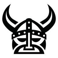 Stylized Black Viking Helmet with Horns Isolated on White Background Bold Graphic Design Element vector
