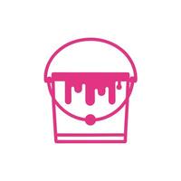 Pink Paint Bucket Icon with Dripping Paint Isolated on White Background Simple Line Art Graphic Design Element vector