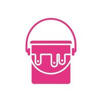 Pink Paint Can Icon with Dripping Paint Isolated on White Background Simple Minimalist Design Element for Painting vector