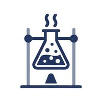 Erlenmeyer Flask with Boiling Liquid on a Laboratory Stand Isolated on White Background Simple Dark Blue Icon vector