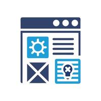 Website Design Interface Icon Blue and Dark Blue Color Scheme Webpage Layout Settings Idea Concept Isolated Cutout vector