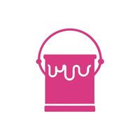 Pink Paint Can Icon with Handle and Dripping Paint Design Element on White Background vector