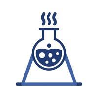 Blue Erlenmeyer Flask with Boiling Liquid on a Simple Stand Isolated on White Background vector