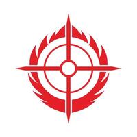 Red Target Symbol with Flame Elements on White Background crosshair scope vector