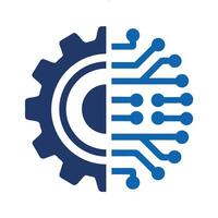 Abstract Blue Gear and Circuit Board Design Technology Innovation Concept Illustration vector