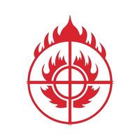 Red Fire Emblem Target Symbol on White Background flame vector