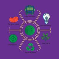 Circular infographic showing business process strategy planning and teamwork in flat design vector