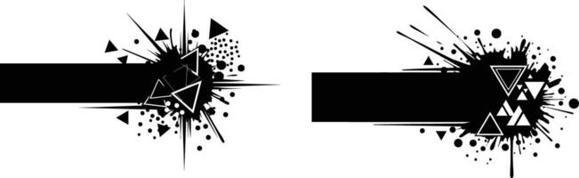 Black Geometric Splatter Banners with Triangles, Dots, and Lines Design Elements vector