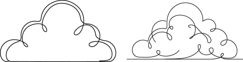 Two Abstract Cloud Illustrations Crafted With Continuous Line Art Technique Displayed Creatively vector