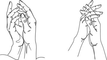 Abstract Line Art Depiction of Human Hands Together in Different Poses vector