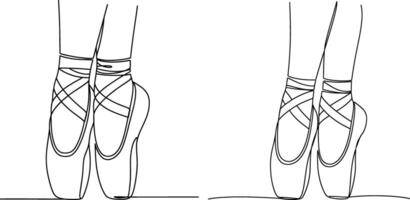 Elegant Ballet Slippers Continuous Line Art Illustration for Dance and Fashion Projects vector