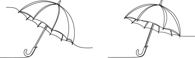Continuous Line Drawing of Umbrellas in Minimalist Design Weather Protection Concept vector