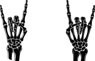 Skeleton Hand Rock and Roll Sign Illustration Isolated Two Hands vector