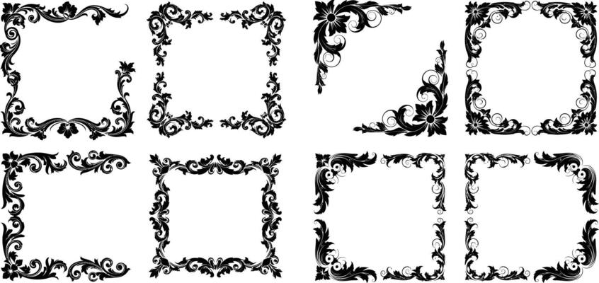 Ornate Floral Frames Decorative Design Elements for Invitations and Elegant Designs