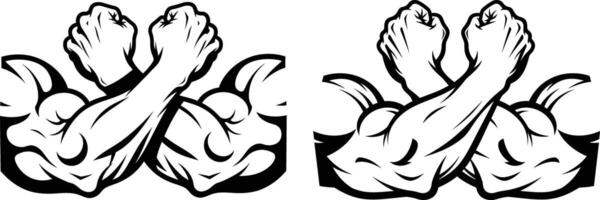 Muscular Arms Art Displaying Power, Strength, and Fitness Concept Design Elements vector