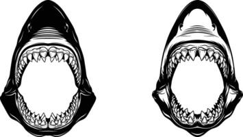 Illustration of Shark Jaws Showing Sharp Teeth in an Open Position for Art Design vector