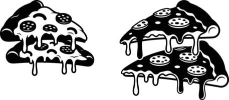 Pepperoni Pizza Slices of Overlapping Delicious Pizza Pieces with Dripping Toppings vector