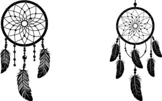 Intricate Dreamcatcher Art Detailed Feather and Bead Designs for Creative Projects vector