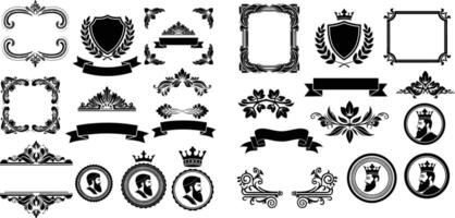 Ornate Elements Crowns, Shields, Banners, and Frames for Design Projects and Logos vector