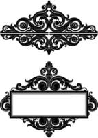 Ornate Frame with Floral Swirl Elements, Decorative Corner Design Templates Isolated vector