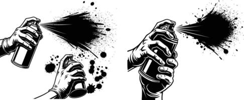 Spray Paint Cans in Hands Creating Splatters, Illustration for Street Art and Graffiti vector